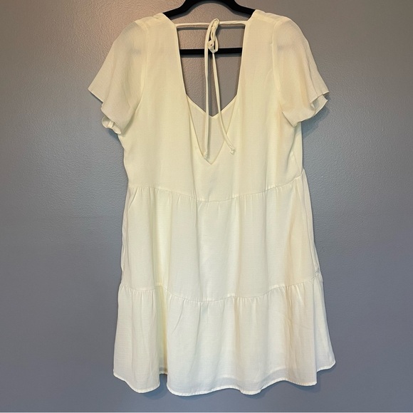 NWT Show Me Your Mumu Tiered Mini Cia Dress sz L cream butter yellow - Picture 8 of 12